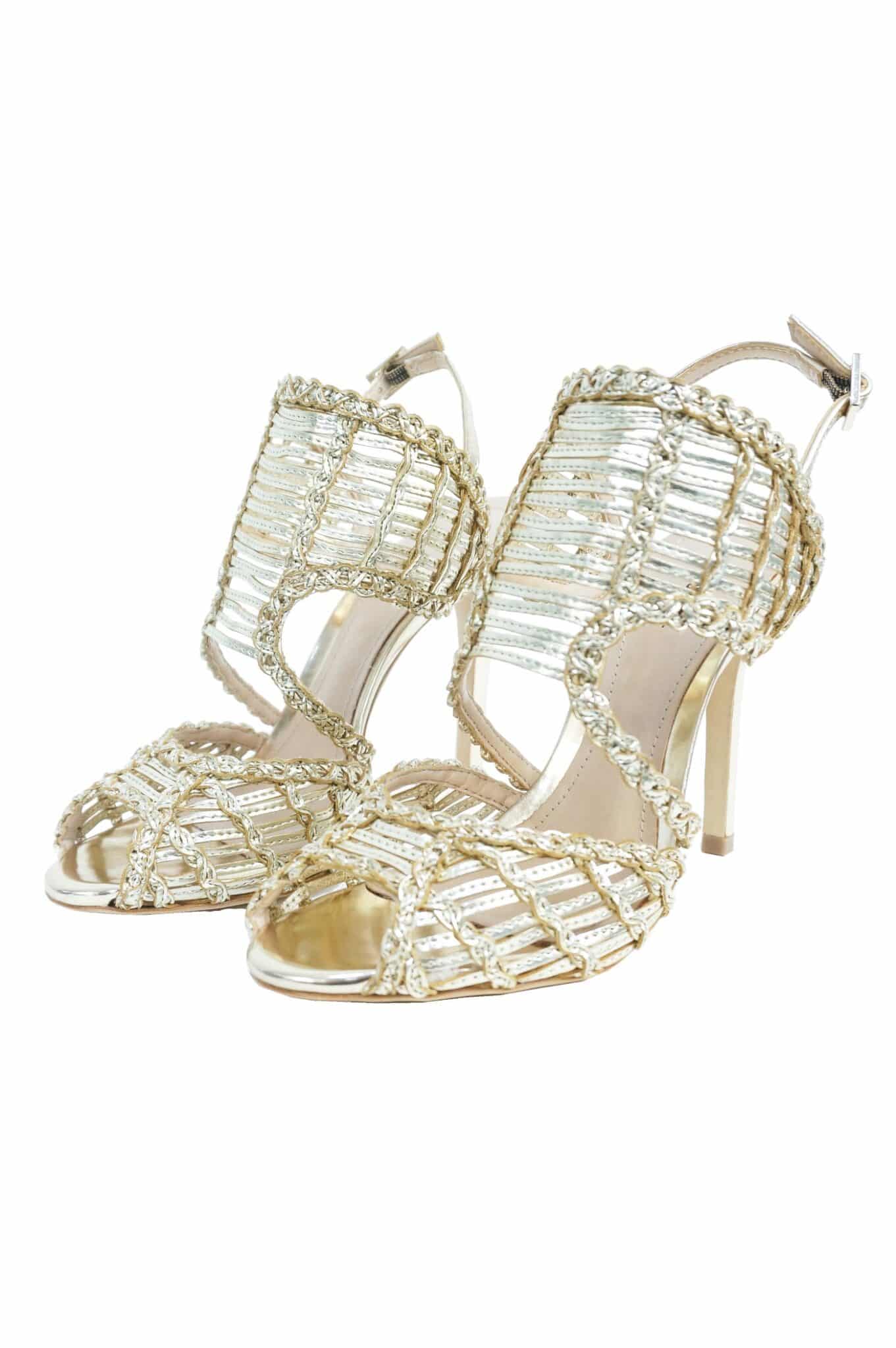 Gold leather comfortable evening knitted sandals - SCHUTZ