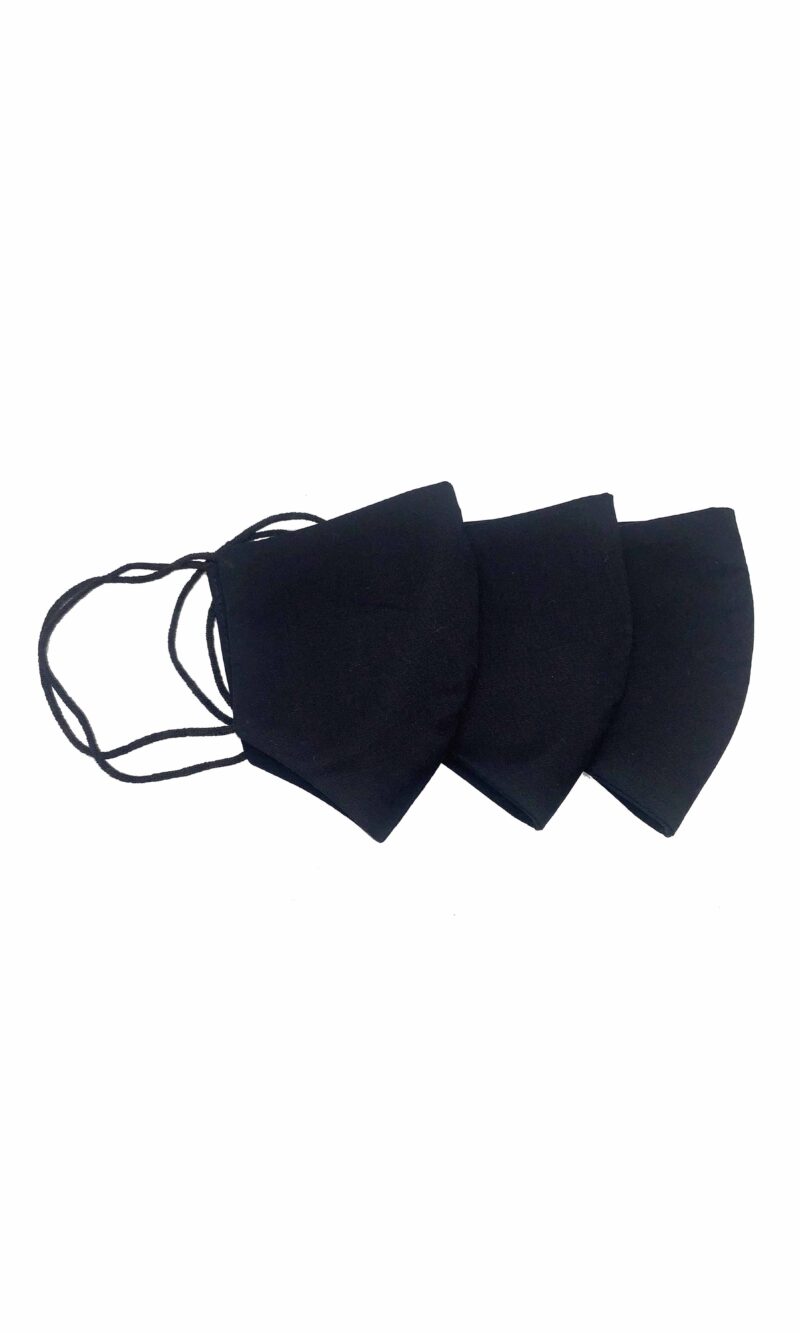Reusable ergonomic black cotton mask