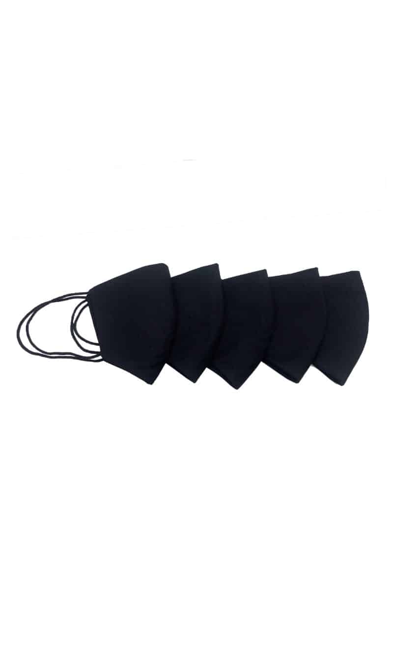 Reusable ergonomic black cotton face mask