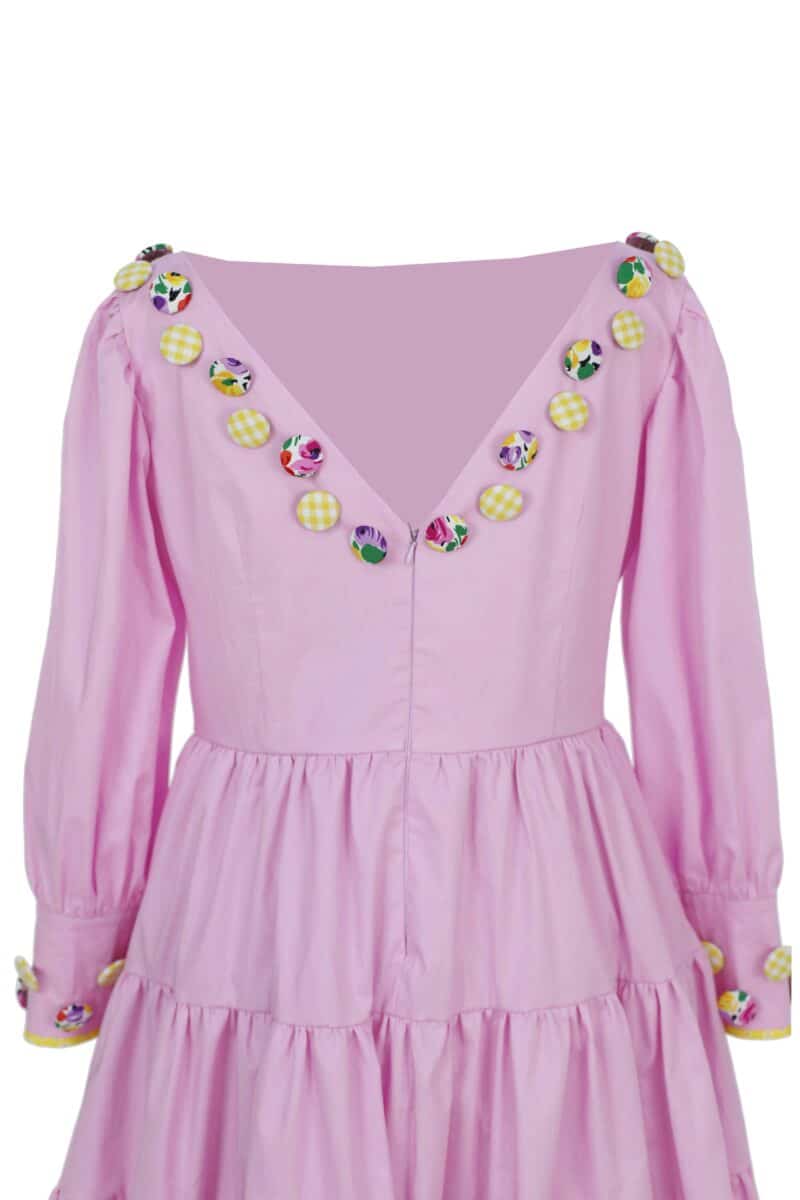 R 21144 - ALISIA pink ruffled cotton summer dress - Ambar Studio