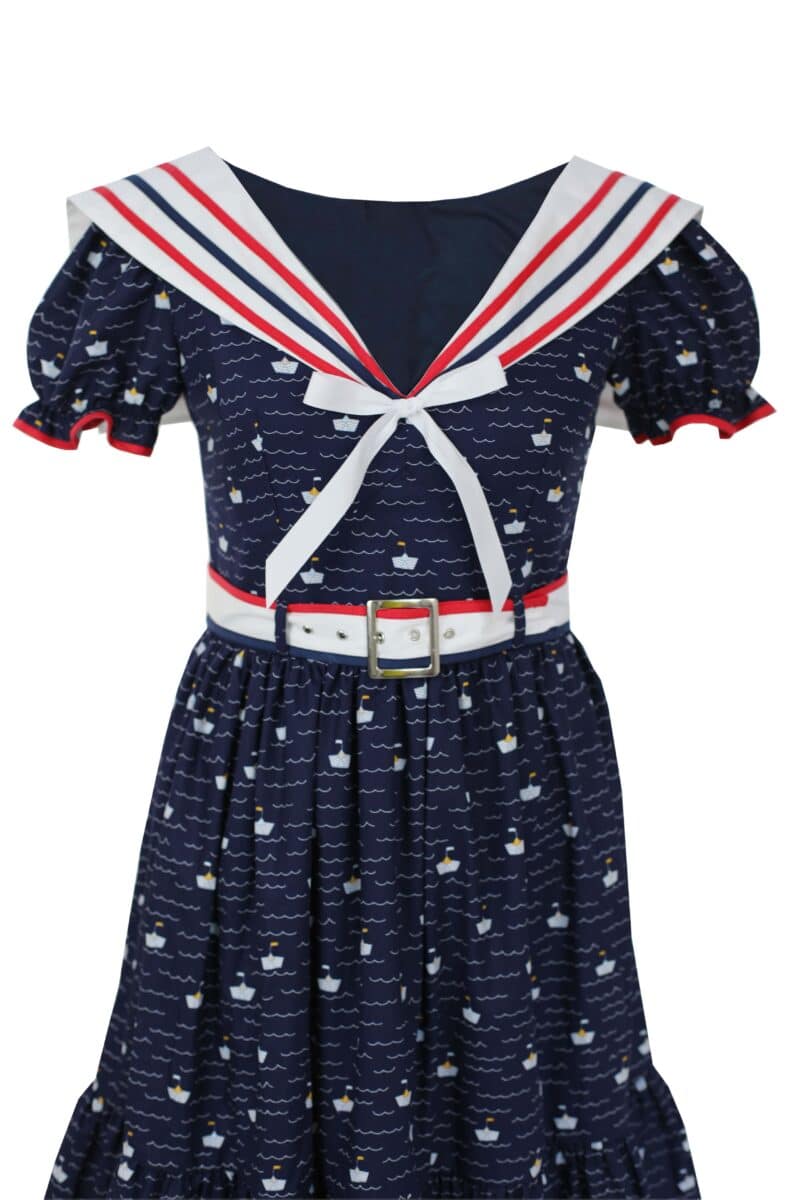 ROSIA navy sailor summer dress with collar