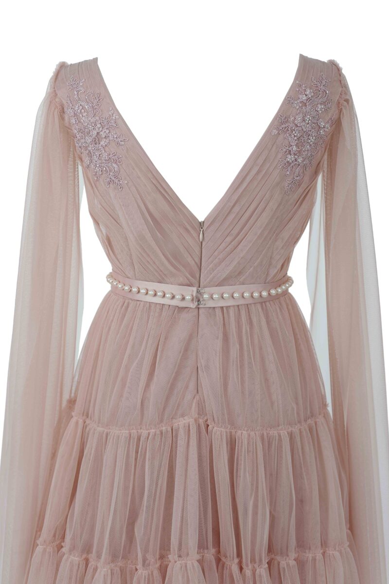 DARINNA powder pink short tulle evening dress