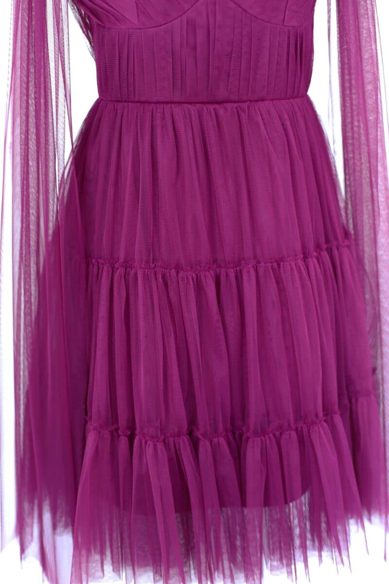 DARINNA bordeaux pink short tulle evening dress