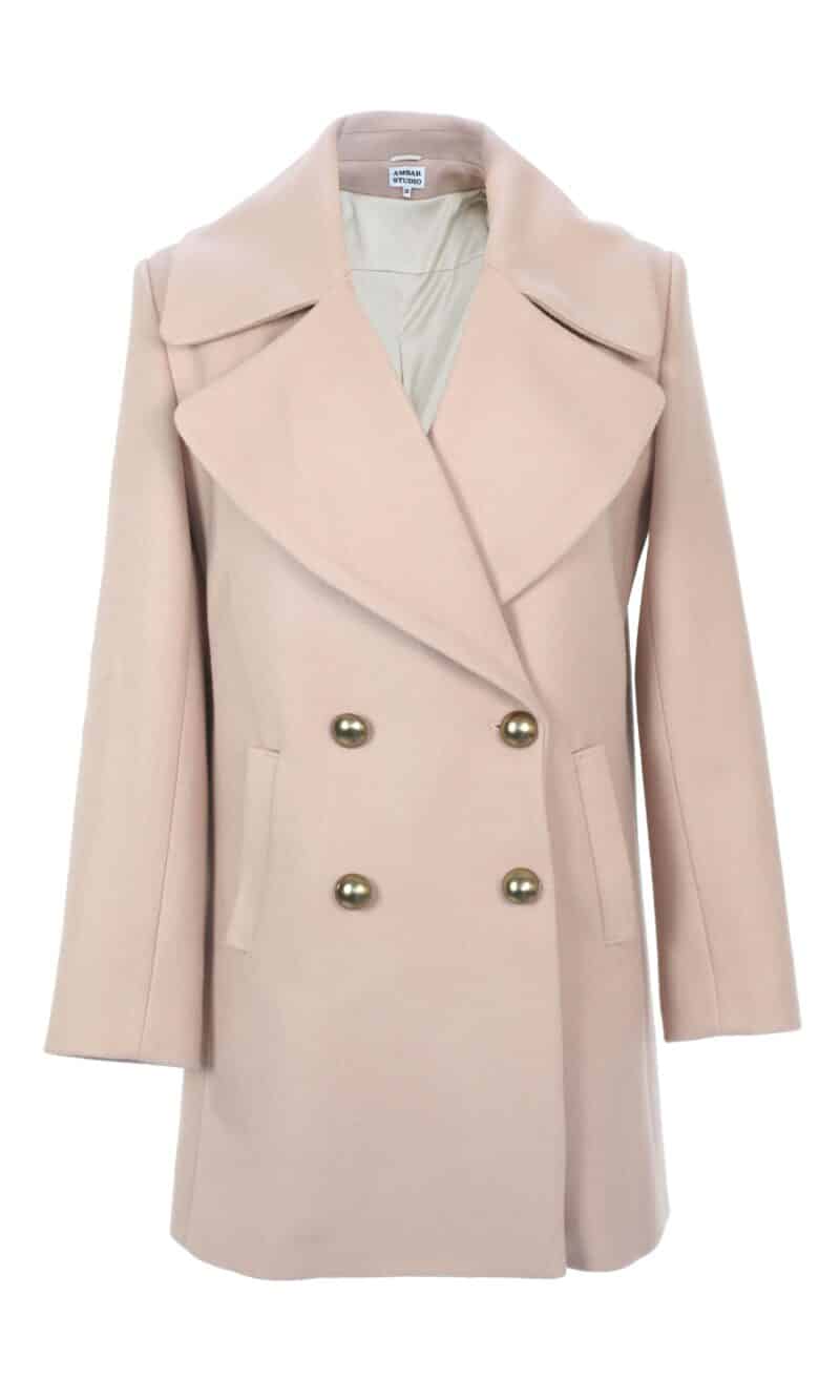 AERIN midi powder pink wool blend winter coat