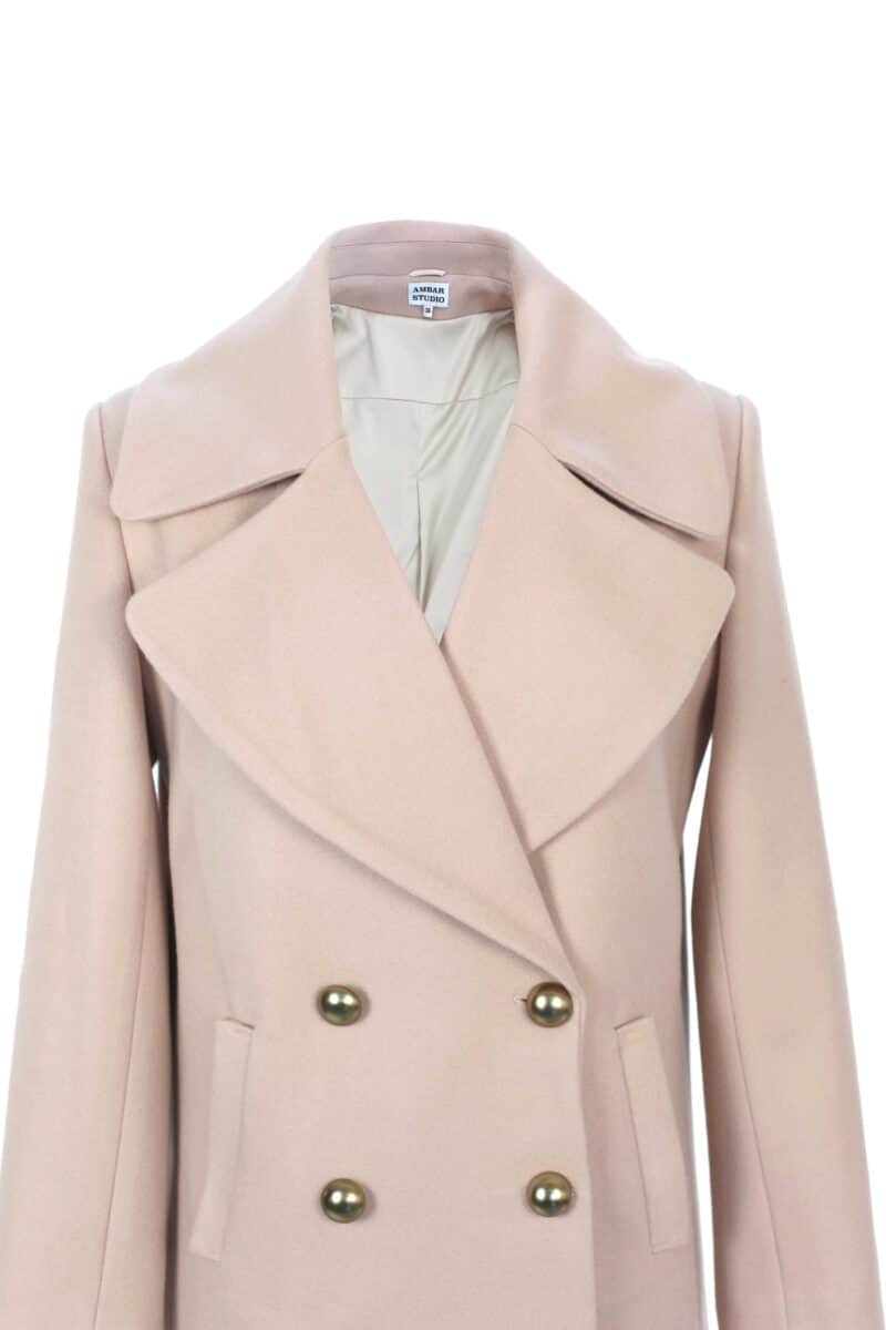 AERIN midi powder pink wool blend winter coat