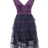 SONIA purple taffeta and navy soft tulle midi dress