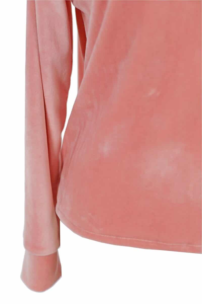 Bluză ZAFIA din catifea roz și cu guler alb