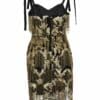 KSENIA black and gold embroidery with fringes corset short evening dress