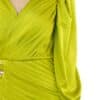 NOOR neon green plisse silk mini evening dress