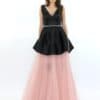 TAISIA black and powder pink long evening dress