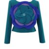 AISHA turquoise top with blue 3D flower