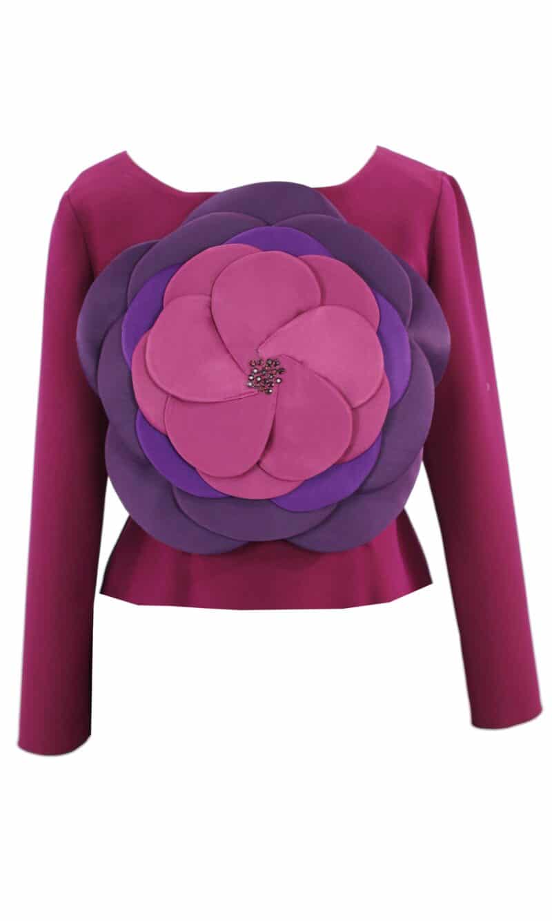 AISHA bordeaux pink top with purple 3D flower