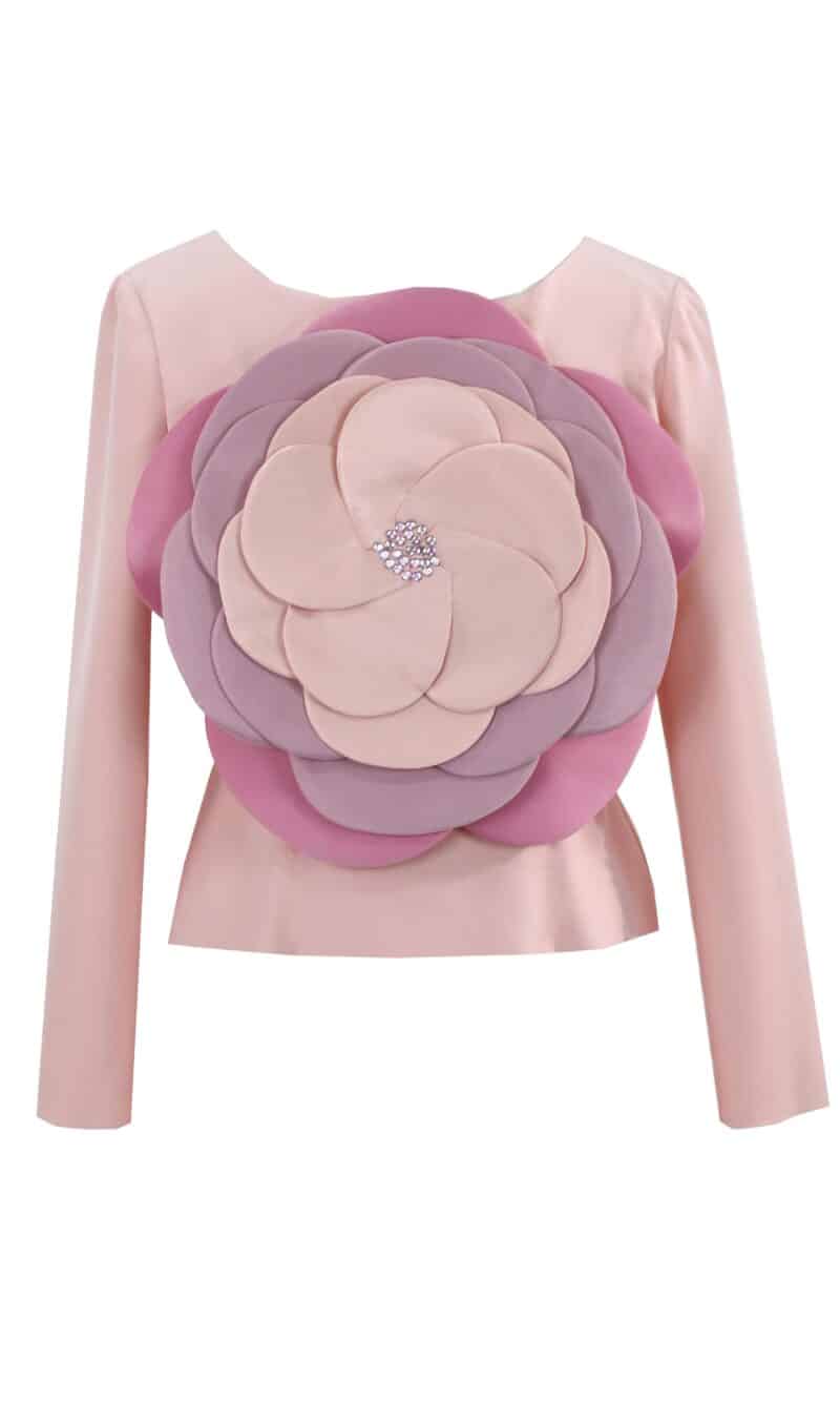 Bluză roz deschis cu o floare 3D roz AISHA