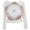 Bluză albă cu o floare 3D roz AISHA