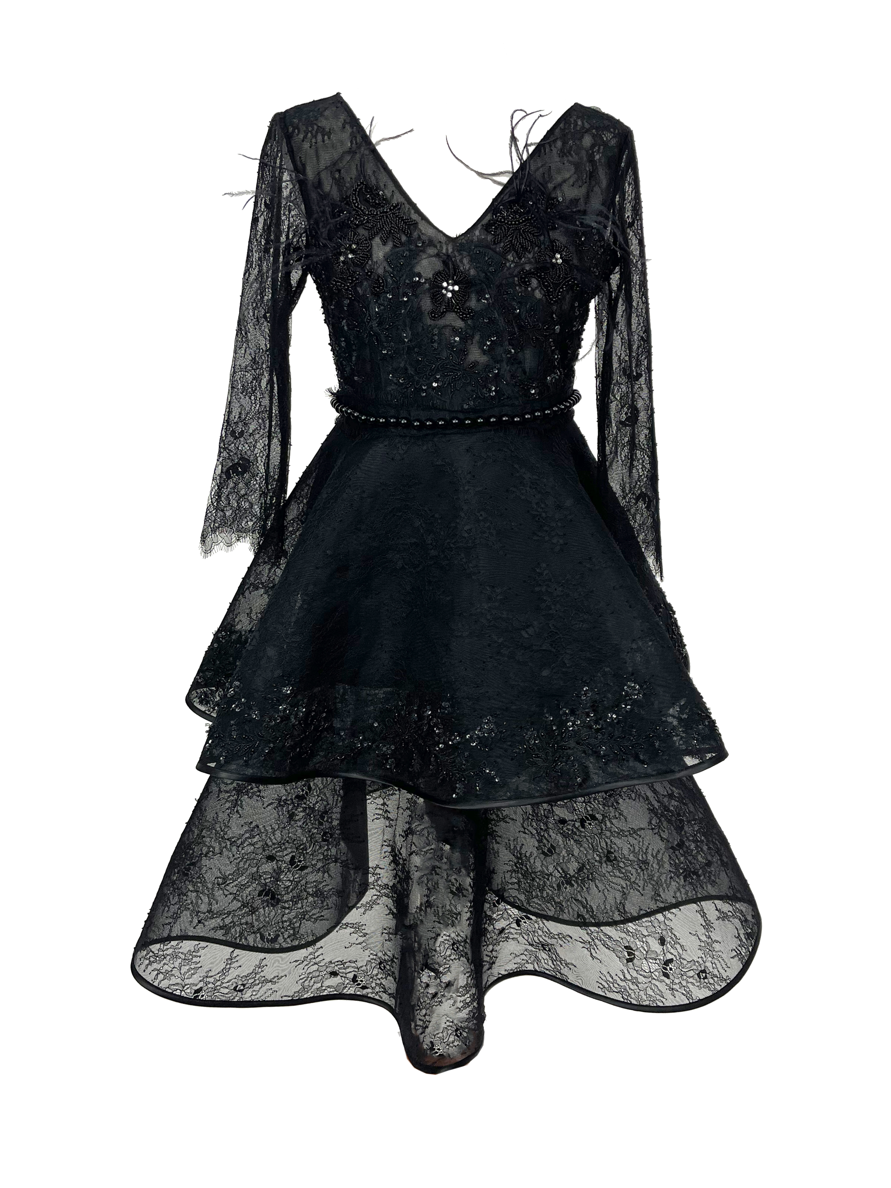 R23168 - BLACK 01 - MARLENE black midi dress